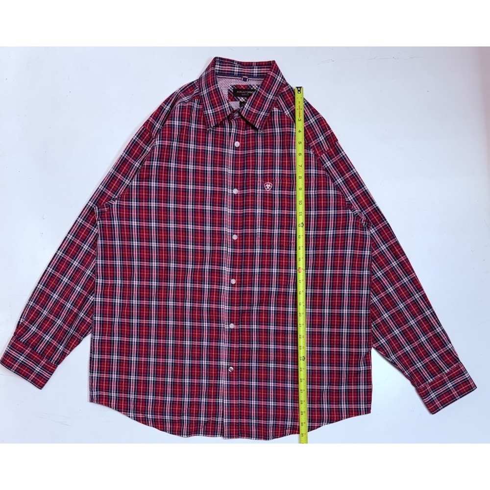 Ariat Pro Series Vented Button Down Plaid Shirt Men's Size XL Red/Blue/White